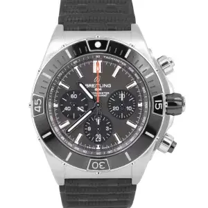 Get Breitling Super Chronomat B01 44 Black Dial Rubber Strap