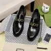 Gucci Black Leather Cara Logo Embellished Loafers