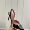 Amina Muaddi Black Camelia Crystal Slingback