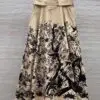 Christian Dior Jardin D'Hiver khaki bird floral skirt