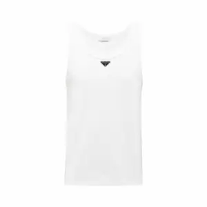 Prada triangle-logo cotton tank top