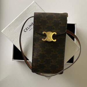 VERTICAL PHONE POUCH IN SHINY CALFSKIN - Dubai Fashion LUX