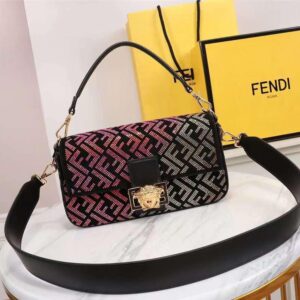 X FENDACE GRADIENT CRYSTAL BAGUETTE SHOULDER BAG - Dubai Fashion LUX