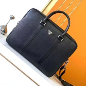 Briefcase Business Shoulder Bag Leather Nero - Dubai Fashion LUX