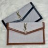 Design Beige/Brown Canvas and Leather Uptown Slim Clutch - Dubai Fashion LUX
