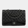 Design Black Quilted Leather Maxi Classic Flap Bag - Dubai Fashion LUX
