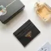 Design Black Saffiano Triangle Card Holder - Dubai Fashion LUX