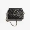 Design CLUTCH WITH CHAIN Shiny Crumpled Calfskin, Resin & Gold-Tone Metal - Dubai Fashion LUX