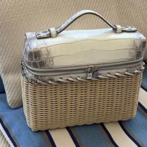 Loro Piana Wicker and Leather Handbag