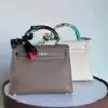 Design Kelly 32 Tourtiere Gray Palladium hardware I engraved (around 2005) Women's Togo Bag - Dubai Fashion LUX
