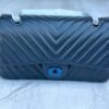 Design Lambskin Chevron Quilted Medium Double Flap Dark - Dubai Fashion LUX