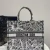 Design Medium Book Tote White and Black Plan de Paris Embroidery for women - Dubai Fashion LUX