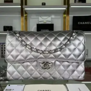 Design Metallic Lambskin Quilted Medium Double Flap - Dubai Fashion LUX