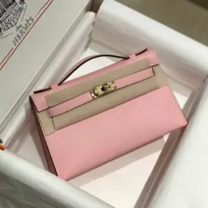 Design Mini Kelly Pochette 22 Black Tadelakt SHW - Dubai Fashion LUX