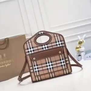 Design Mini Pocket Bag in Brown Canvas - Dubai Fashion LUX