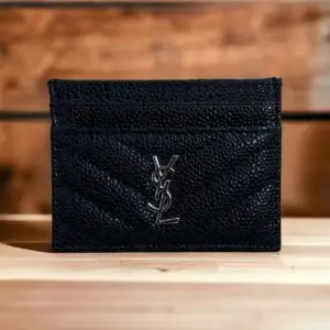 Design Monogram Card Case In Grained Matelasse Leather Purple/Silver - Dubai Fashion LUX