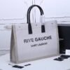 Design RIVE GAUCHE SMALL TOTE BAG IN LINEN AND LEATHER - Dubai Fashion LUX