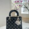 Design SMALL LADY BAG Cannage lamb leather in black with butterfly rivets - Dubai Fashion LUX
