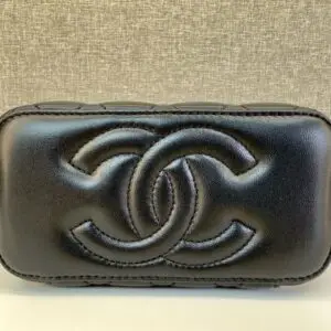 Design Top Handle Quilted Mini Vanity Rectangular Black Lambskin - Dubai Fashion LUX