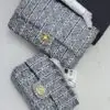 Design Tweed Quilted Mini Top Handle Rectangular Flap Dark - Dubai Fashion LUX