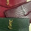 Design Uptown Pouch In Crocodile Embossed Shiny Leather - Dubai Fashion LUX