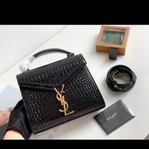 Replica Black Wani Pattern Cassandra Top Handle Mini Crossbody Bag